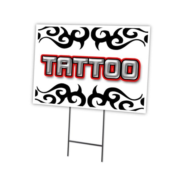 Tattoo1 Yard Sign & Stake outdoor plastic coroplast window, C-1824-DS-Tattoo1